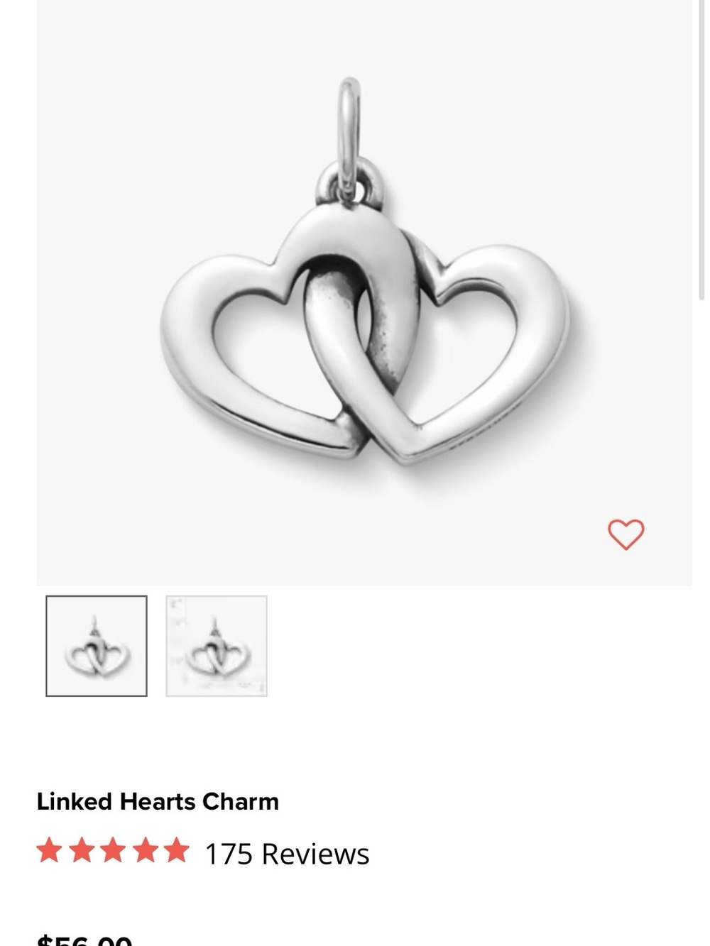 Linked Hearts Charm in Silver - Classic Double Heart Pendant